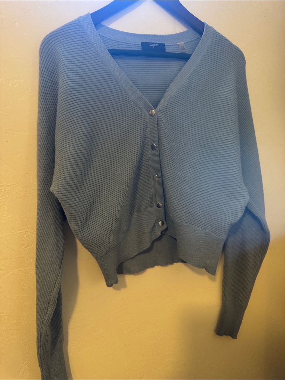 Tahari Light Blue V-Neck Ribbed Sweater